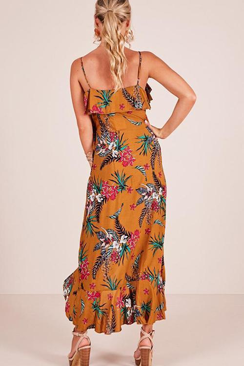 New Stylish Sexy Floral Print Vacation Maxi Dress.AQ