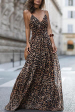 New Sexy Leopard Print Sleeveless Maxi Dress.AQ