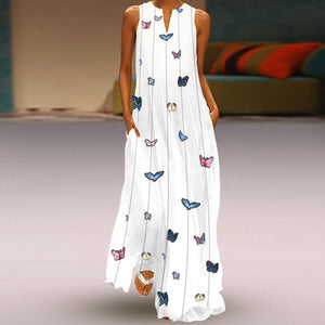 New Butterfly Printed Maxi Shift Dress.MC