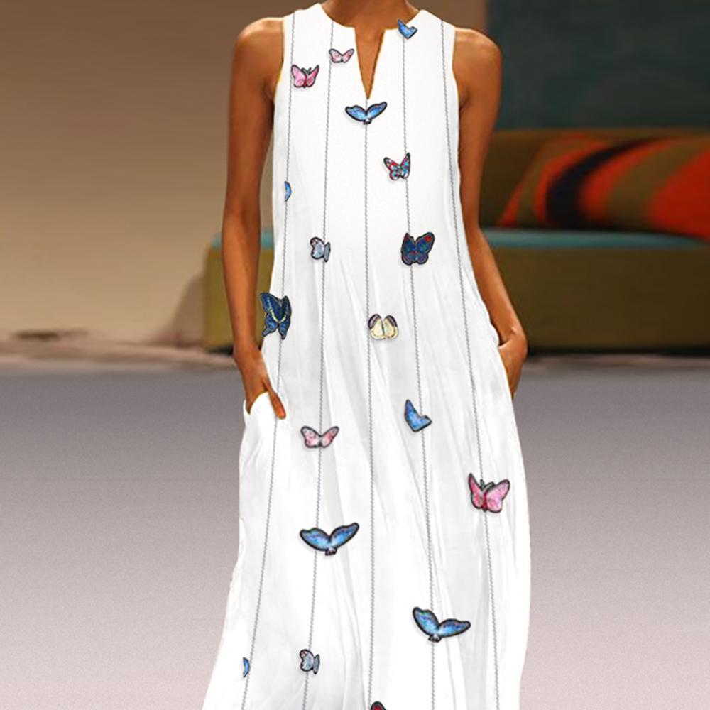 New Butterfly Printed Maxi Shift Dress.MC