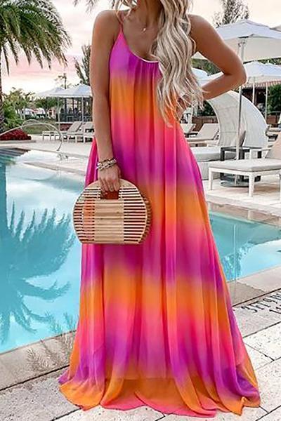 New Summer Sleeveless Gradient Maxi Dresses.MC