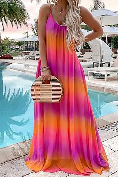 New Summer Sleeveless Gradient Maxi Dresses.MC