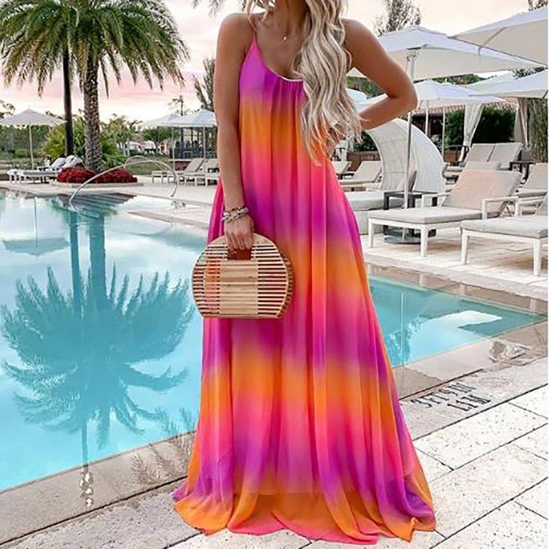 New Summer Sleeveless Gradient Maxi Dresses.MC