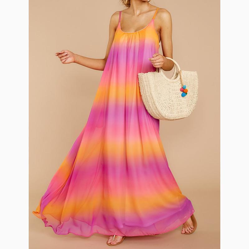 New Summer Sleeveless Gradient Maxi Dresses.MC