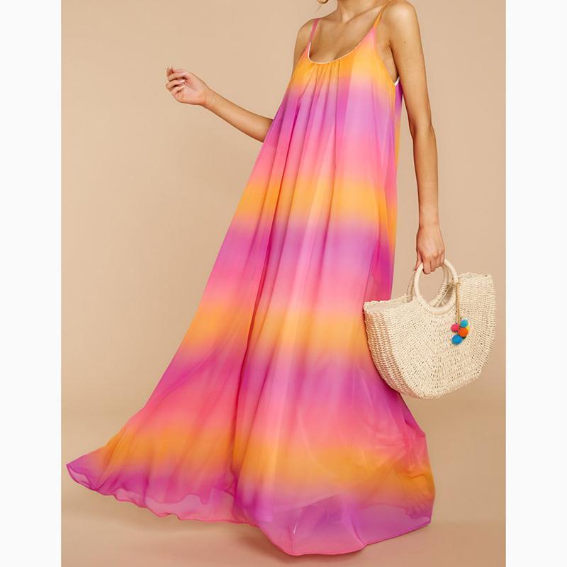 New Summer Sleeveless Gradient Maxi Dresses.MC