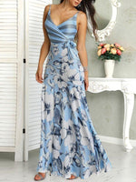 New Elegant Flower Printed Colour Sleeveless Maxi Dresses.WH