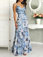 New Elegant Flower Printed Colour Sleeveless Maxi Dresses.WH