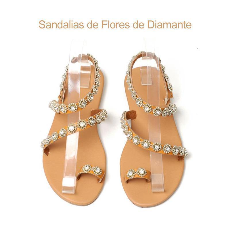 Sandalias de Flores de Diamante