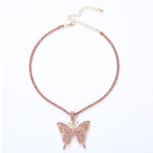 Crystal Pave Butterfly Pendant Necklace