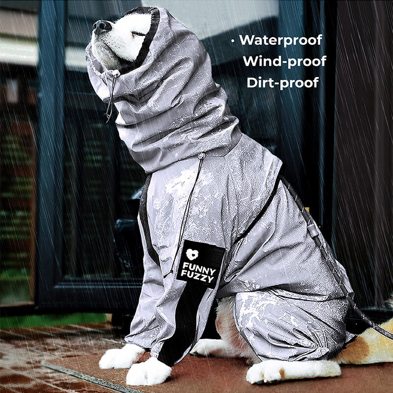 Reflektierender, wasserdichter Allwetter-Regenmantel mit coolem Hundezubehör