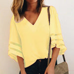 Women's V Neck Mesh Panel Blouse