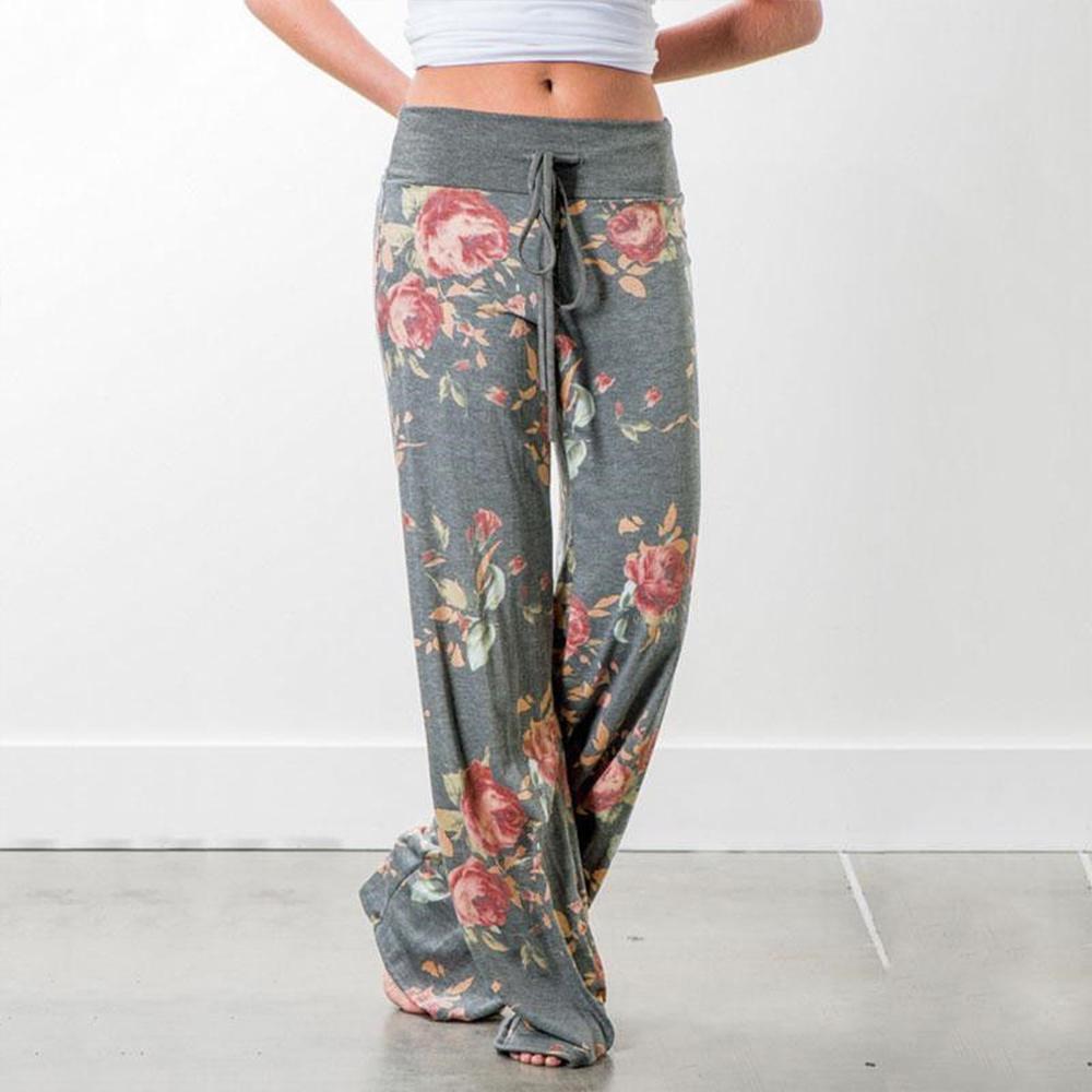 Pantalones Florales Holgados de Mujer, - Tejido Ligero