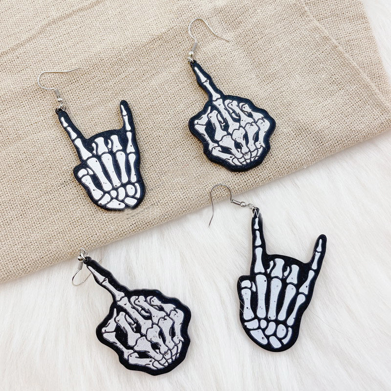 Fashion Personality Skull Finger Halloween Earrings