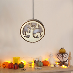 Halloween Round Wooden Hollow LED Light