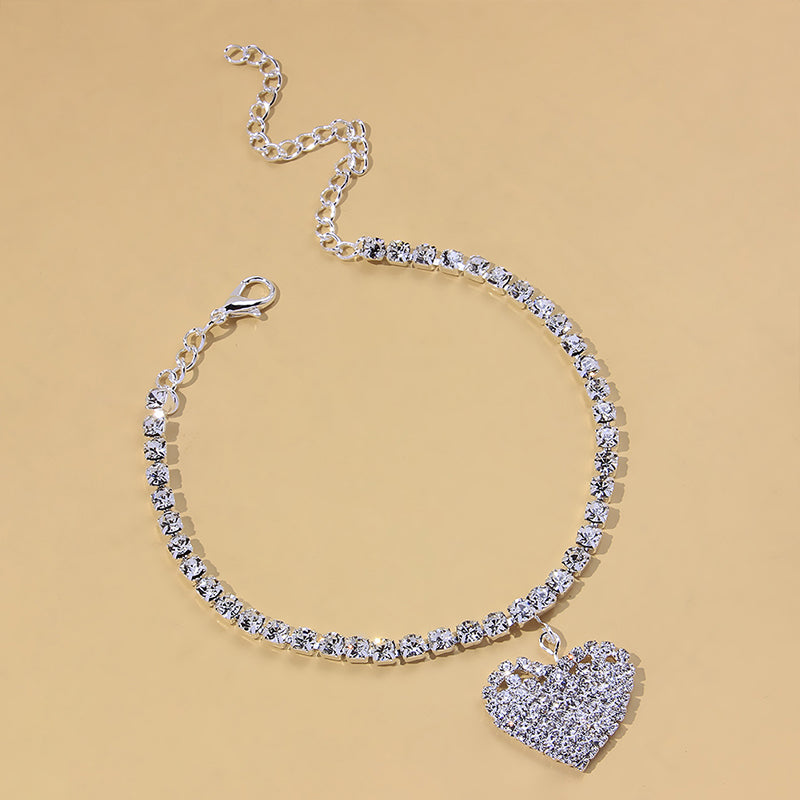 Fashion Heart Rhinestone Anklets