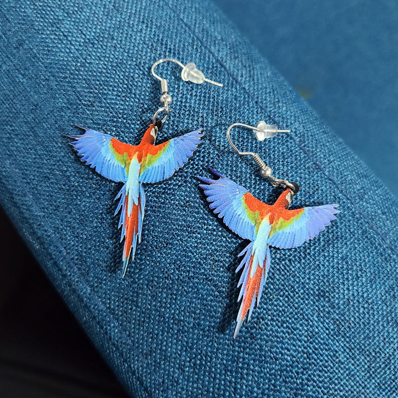 Acrylic Drop Bird Earrings