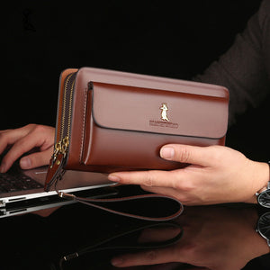 Double Zipper Clutch Wallet for Men