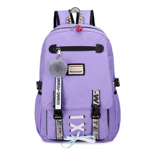 High School Backpack with USB Charging Port