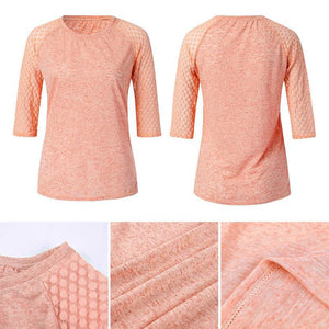 Lace Stitching Round Neck Cropped T-Shirt