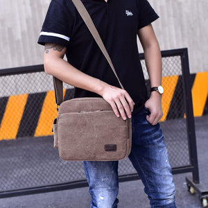 Men's one-shoulder retro canvas bag