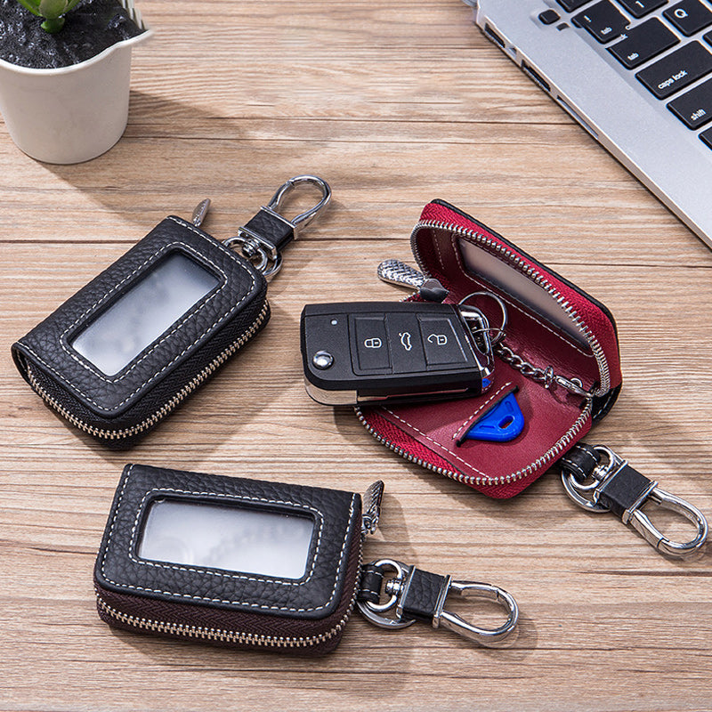 Two-Sides Mini Leather Car Key Case