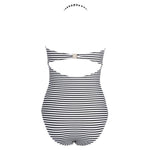 Pinstripe Halter One-Piece Swimsuit