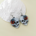 Acrylic Halloween Rose Flower Skull Earrings