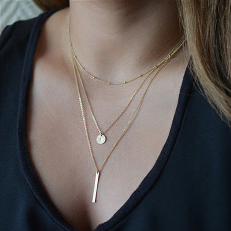 Multilayer Pendant Long Chain Necklace