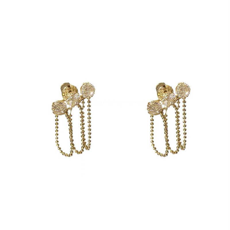 Simple Zircon Chain Tassel Earrings