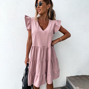 V-neck Ruffled Dress