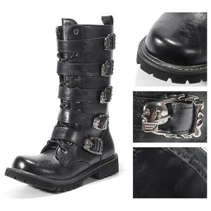 Skull straps motorcycle boots