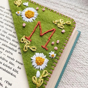 Personalized Hand Embroidered Corner Bookmark