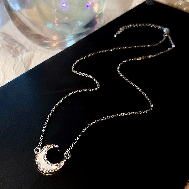 Fashion Rhinestone Moon Necklace