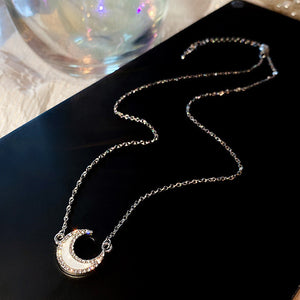 Fashion Rhinestone Moon Necklace