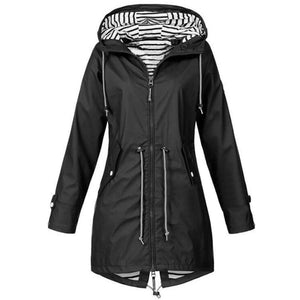 Long waterproof hooded jacket