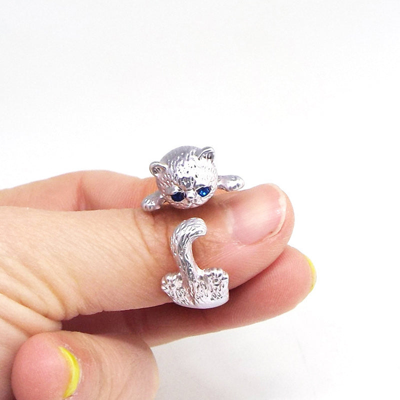 Big Blue Eyes Cat Ring