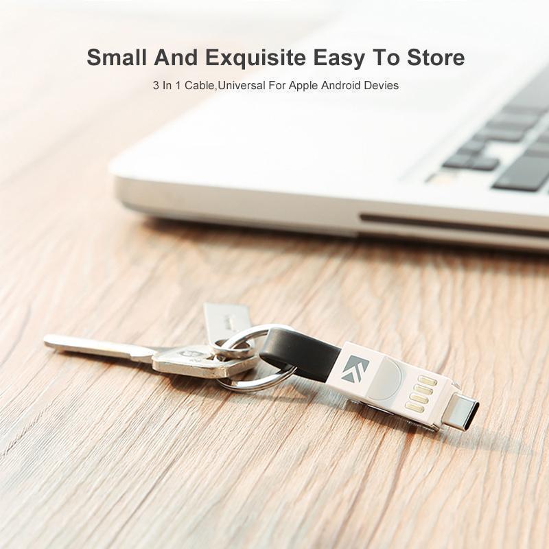 3-in-1 Keychain Data Sync Charge Cable