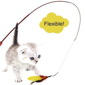 Feather Teaser Cat Toy Retractable Cat Feather Toy Wand