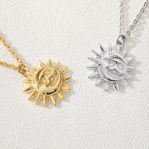 Vintage Sun and Moon Stainless Steel Necklace