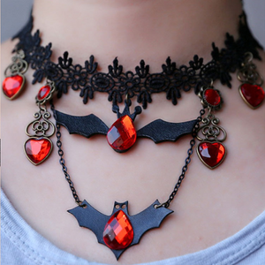 Halloween Gothic Jewelry Bat Earring and Necklace