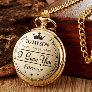 To My Son Quartz Pocket Chain Watch