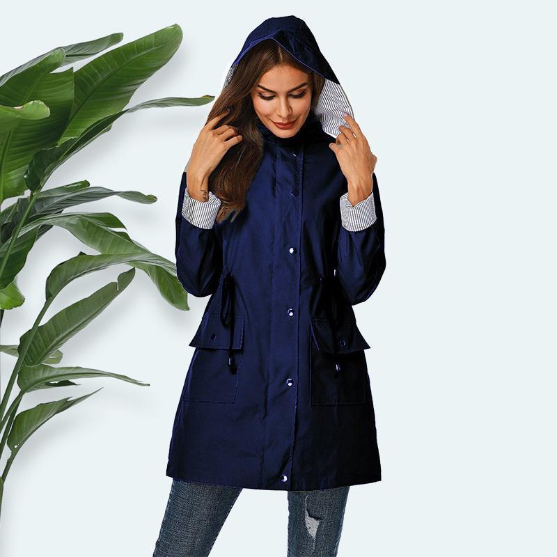 Women Hooded Drawstring Coat