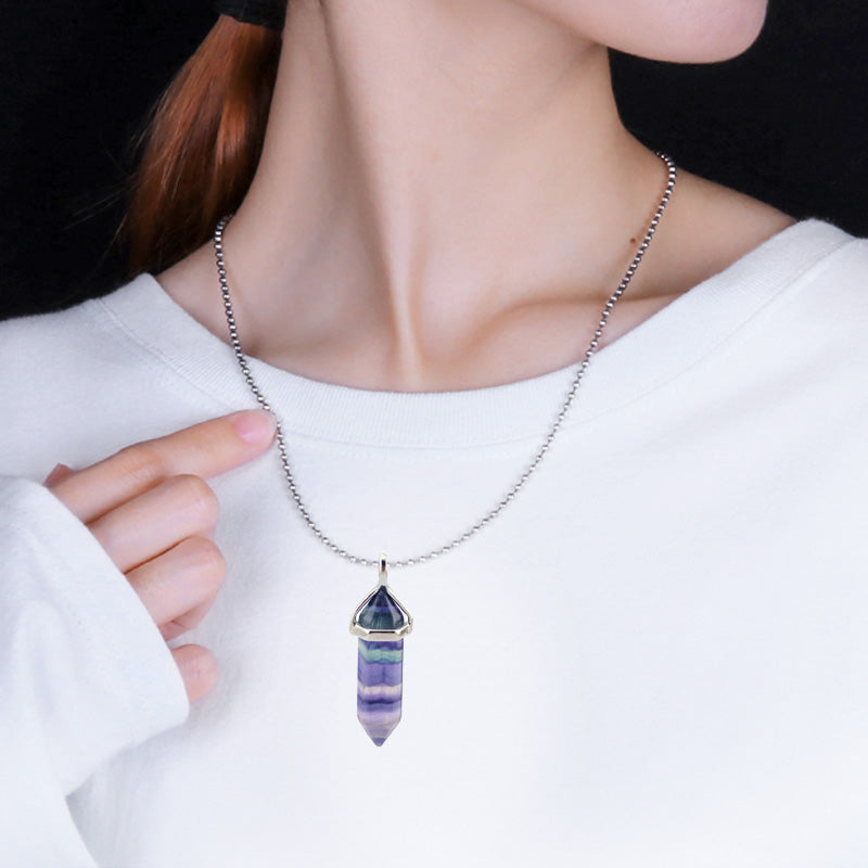 Rainbow Fluorite Pendant Necklace