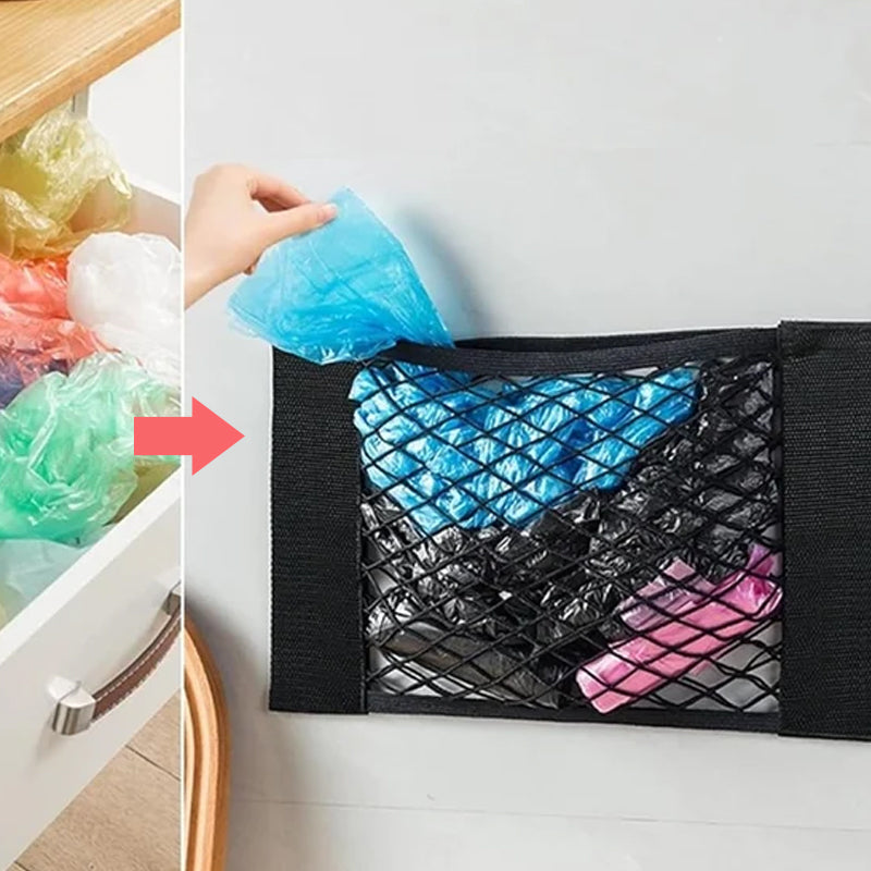 Plastic Bag Storage Mesh Bag (With adhesive tape)