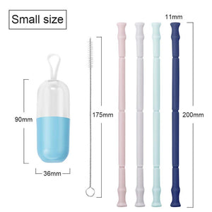 Silicone Straw Drinking Reusable,4PCS