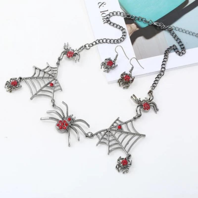 Halloween Jewelry Creative Necklace Spider Web Pendant & Chain