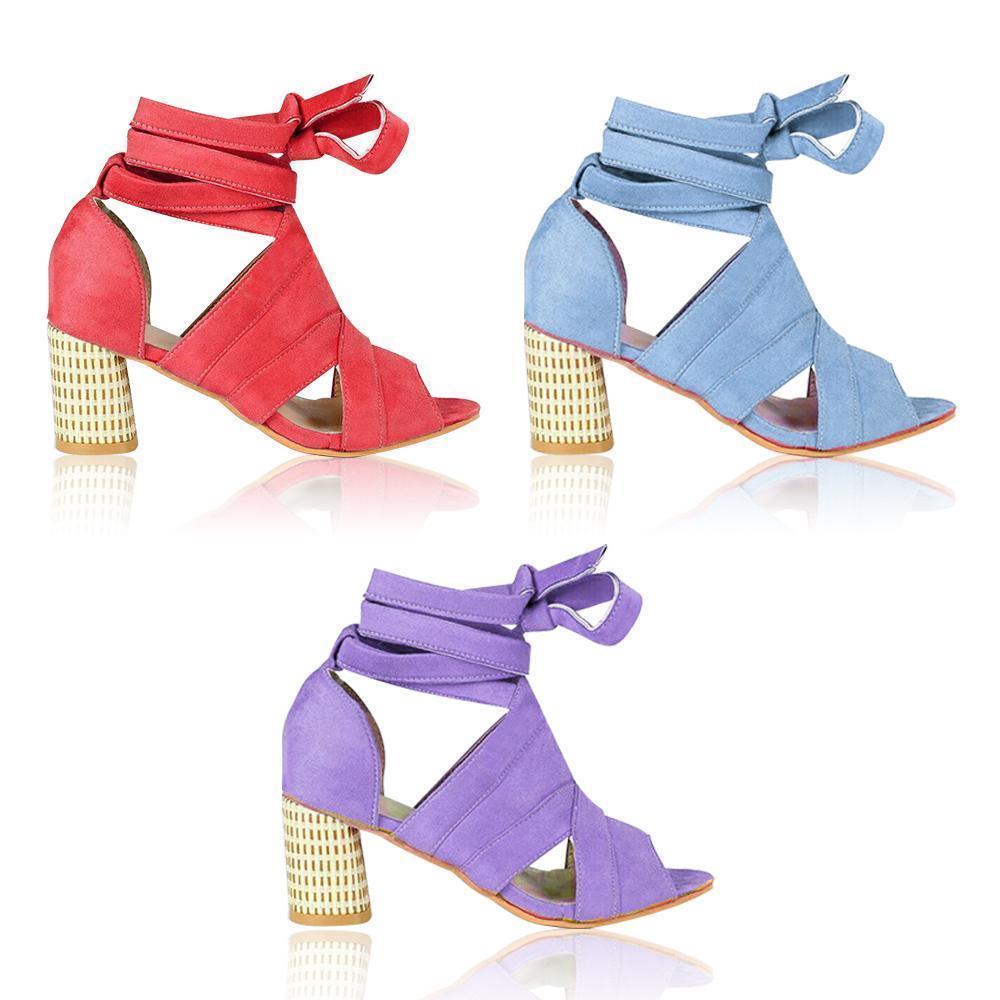 Casual Solid Color Lace Up High Heel Sandals