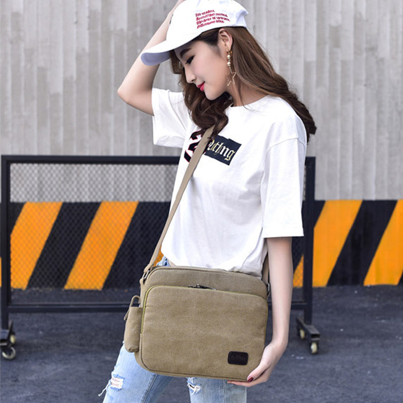 Men's one-shoulder retro canvas bag