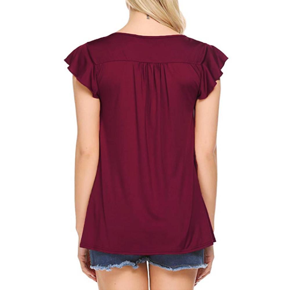 Women's V Neck Pleated Tunic Tops