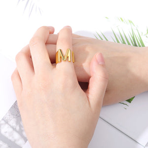 Women's adjustable letter ring